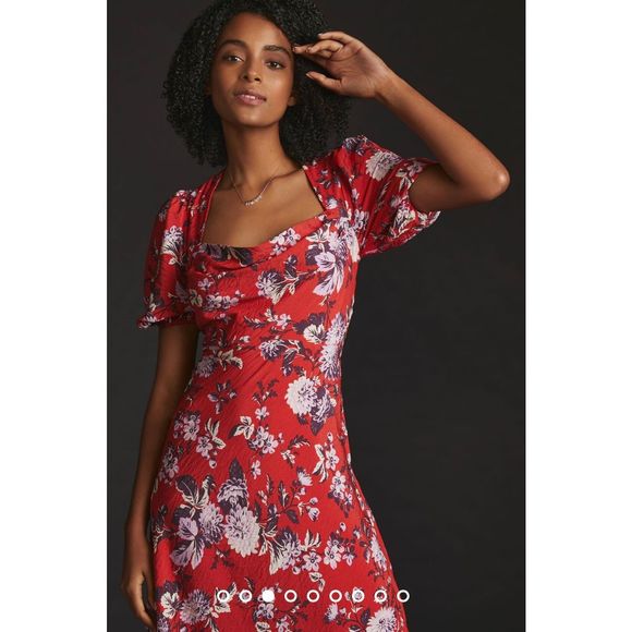 New Anthropologie x Maeve Puff-Sleeve Dress Size 12 - Picture 3 of 8